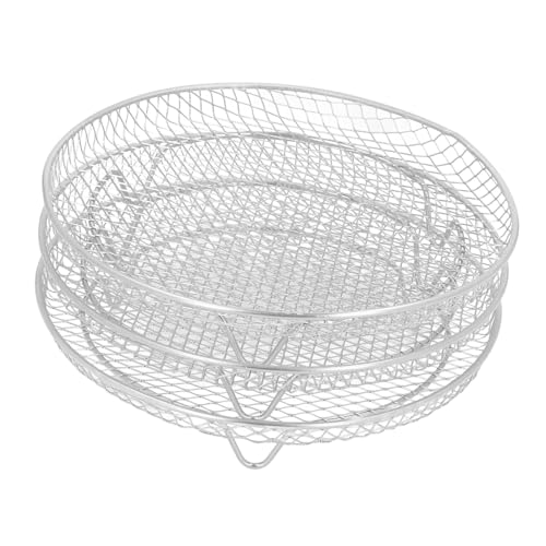 Rack de FritadeiraFryer Dehy 3PCS Conjunto de Rack de Fritadeira de Aço Inoxidável Redondo Empilháve