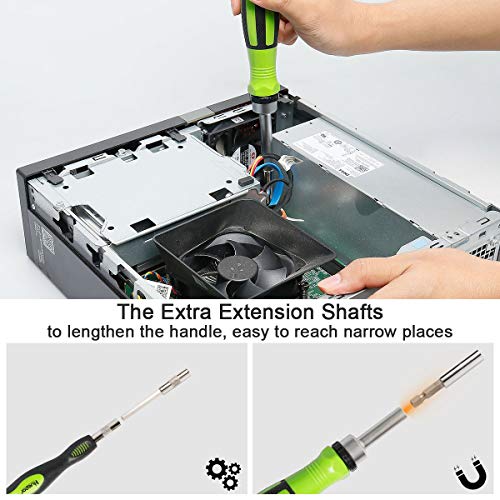 Huepar 65 in 1 Precision Screwdriver Ratchet Set Includes Slotted/Phillips/Torx and More Bits, Sockets and Extension Bars-Professional Repair Tool Kit for iPhone, Computer, Watch, Glasses, Electronics