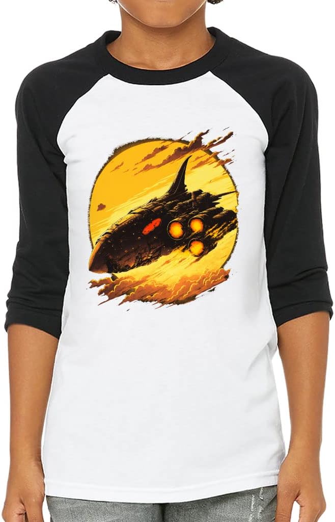 Space Print Kids' Baseball T-Shirt - Beautiful 3/4 Sleeve T-Shirt - Space Baseball Tee