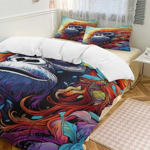 Parure de lit singe king en microfibre douce avec fermeture éclair