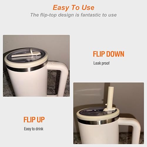 Miniatura 6 de 2-Pack Leak Proof Lid Replacement 40 oz, Only Fit for Stanley Quencher H2.0 Tumbler, Reusable Flip Straw Lid Top Cover for Stanley 40oz Cup
