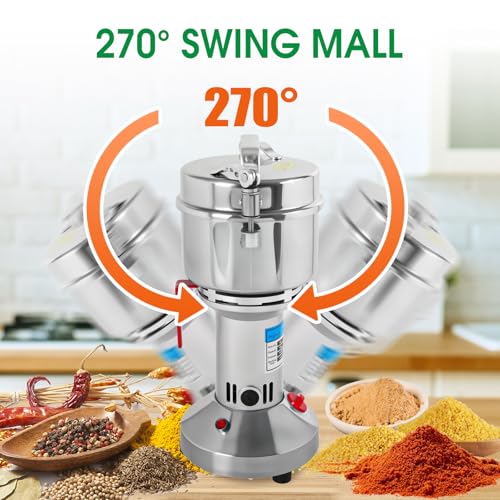 150g Electric Grain Mill Grinder - 850W High-Speed Stainless Steel Dry Food Grinder for Coffee, Spices, Nuts & Herbs | 28000 RPM | 3 Blades | Commercial & Home Kitchen Use