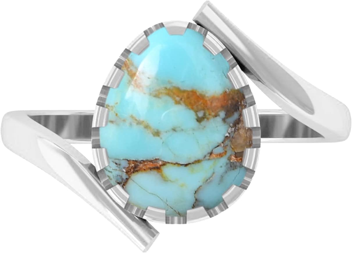 Kingman Turquoise Stone Rings, Gemstone Ring, Blue Cocktail Ring, 925 Sterling Silver Jewelry, Ring For Wife