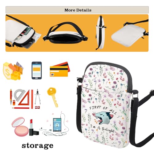 CMNIM Funny Angry Possum Mini Crossbody Bag First of All I'm A Delight Shoulder Opossum Lover Gifts Sarcastic Animal Purse 7
