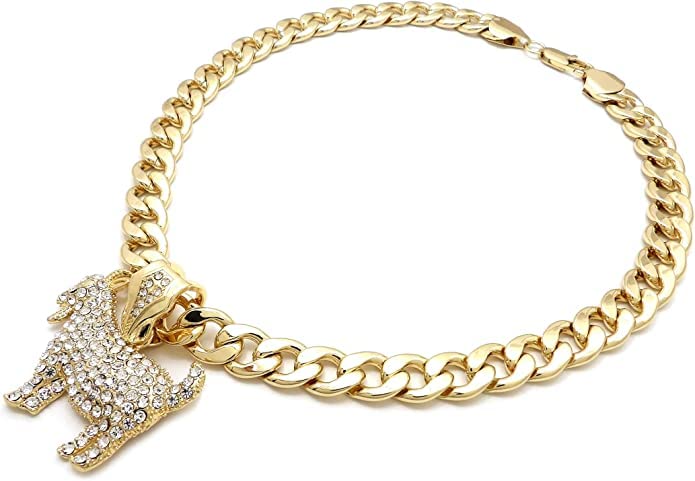 MENS ICED OUT HIP HOP GOAT PENDANT BOX, ROPE, CUBAN CHAIN NECKLACE4