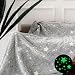 Forestar Glow in The Dark Throw Blanket, Christmas Fun Gift for Girls Boys Kids, Premium Super Soft Fuzzy Fluffy Plush Furry Throw Blanket (50" x 60" Gray)