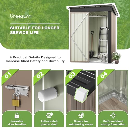 image for Greesum Outdoor Storage Shed 5 x 3 ft. Utility Tool Shed Metal Storage