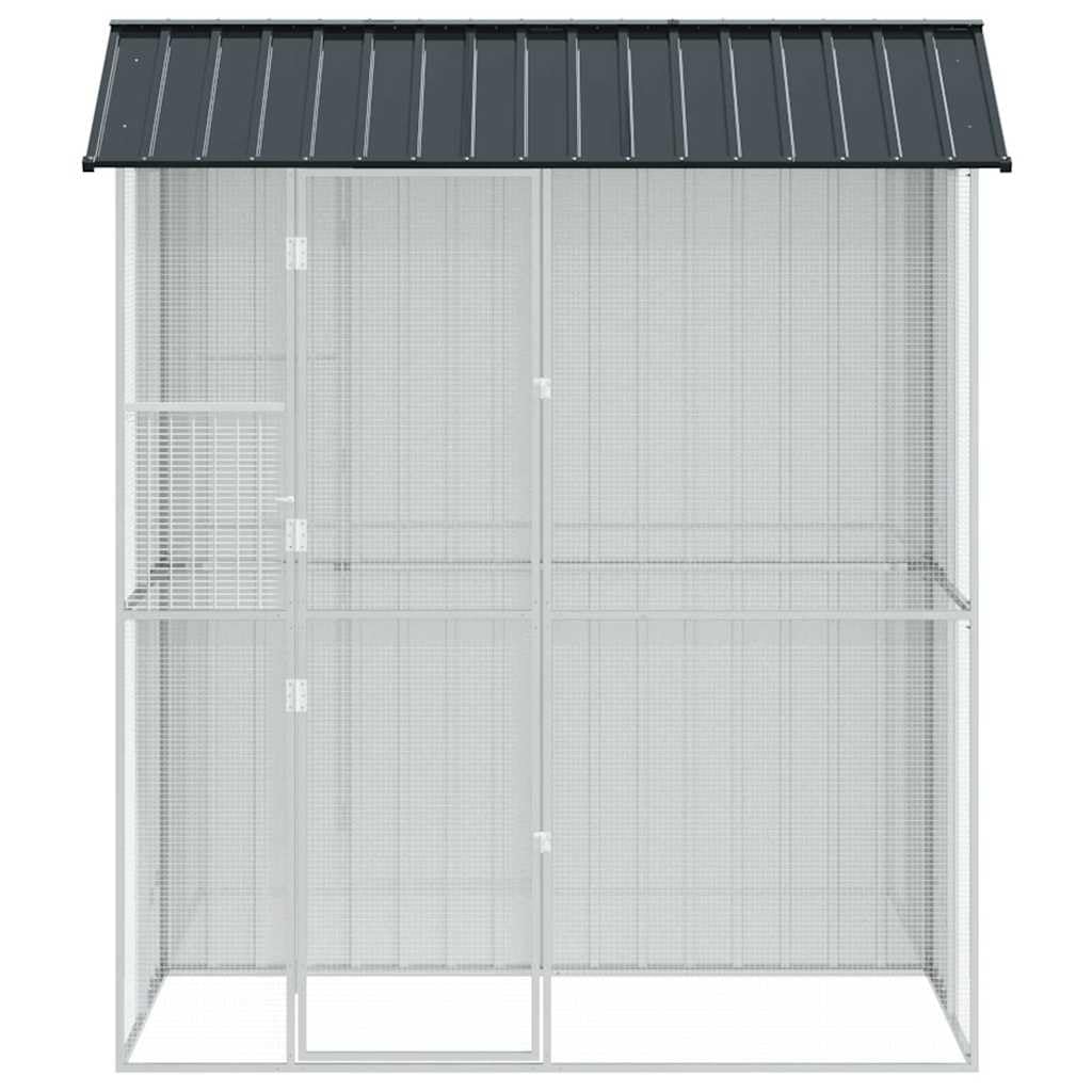 INLIFE Vogelkäfig Anthrazit 215 x 110 x 247 cm Verzinkter Stahl,Tier- & Haustierbedarf,Haustierbedarf,Vogelbedarf,Vogelkäfige & -ständer,Anthrazit,53.7 KG,3325172