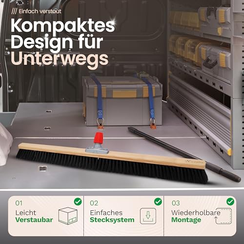 Novaliv Grosser Besen 2X Saalbesen 100 cm mit Teleskopstiel Borsten Kunstborsten Besen fein Werkstattbesen mit Stiel Hallenbesen Industriebesen Hausbesen Kehrbesen Zimmerbesen Haarbesen Besen Groß – Bild 5