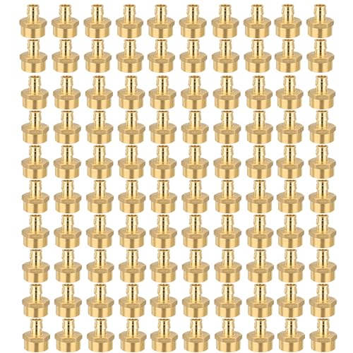 100 Pack PEX-A Fittings,3/4 inch Pex x 1 inch Female NPT Adapter,Brass Expansion Female Threaded Adapter Fittings for Pex A Tubing,ASTM F1960, Copper(PEX1960135-100Pack)