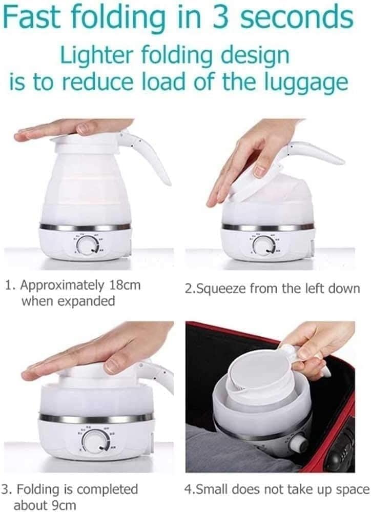 Miniatura 8 de Hervidor eléctrico plegable, hervidor de viaje, de silicona de grado alimenticio, plegable, portátil, para mantener el calor, hervir en seco,