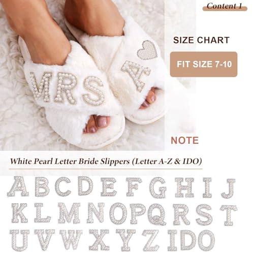 Personalized Initial Bridal Shower Gifts Box Set, Bride Slippers MRS Cosmetic Bag Bride Hair Clip Wedding Gifts for Bride, Bride to be Gifts Bachelorette Gifts2