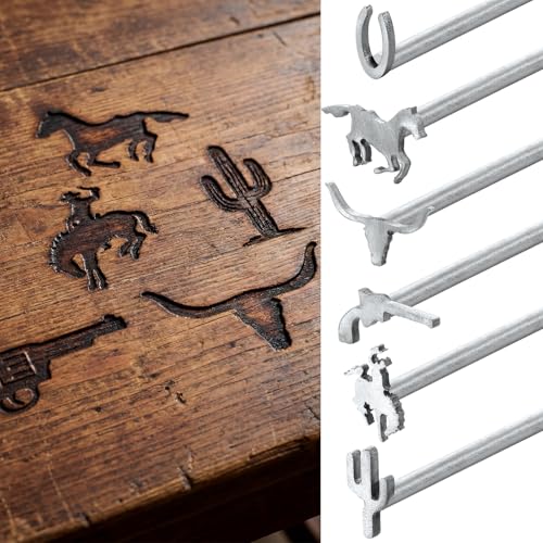Novabright 6 Pcs Mini Western Branding Irons for Personalized Handmade Crafts Make Your Own Brand Iron Artwork for Branding Hats Leather Wood Felt Cowhide