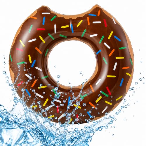 Aufblasbar Donut Schwimmring braun Ø 120 cm mit Biss - Schwimmreifen Pool & Wasser für Erwachsene & Kinder