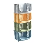 Arto Multifunctional Stackable Plastic Organizer Basket – Multi-layer Standing Shelf for Fruits, Vegetables & Clothes Storage (POF-4)