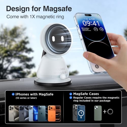 Image of tounee Car Phone Holder for MagSafe [89LBS Strongest Suction & 3600gf Strongest Magnetic] 360 Adjustable Car Phone Mount, Dashboard Phone Holders for iPhone 17-12 Pro Max Air Plus (Alice Blue)