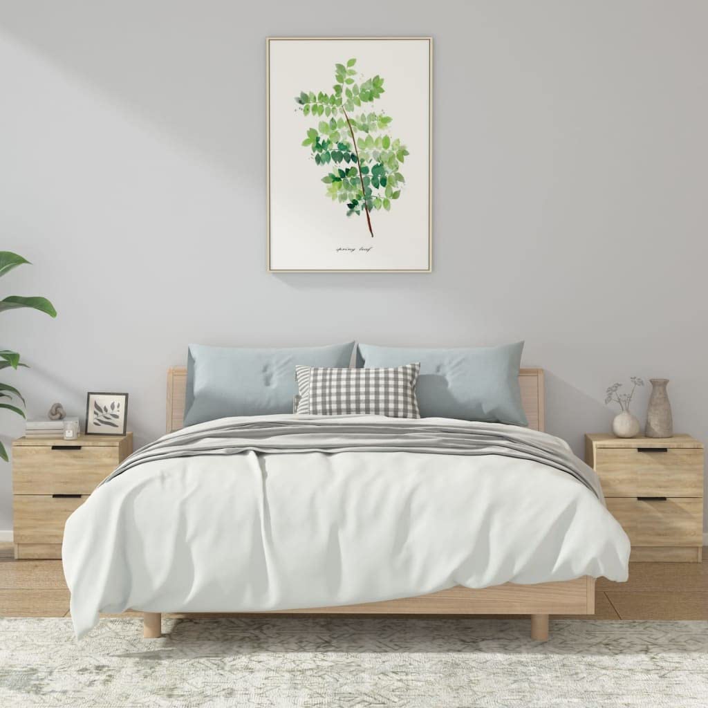 Table de chevet en chêne Sonoma en lot de 2 au design épuré et finitions aspect bois naturel