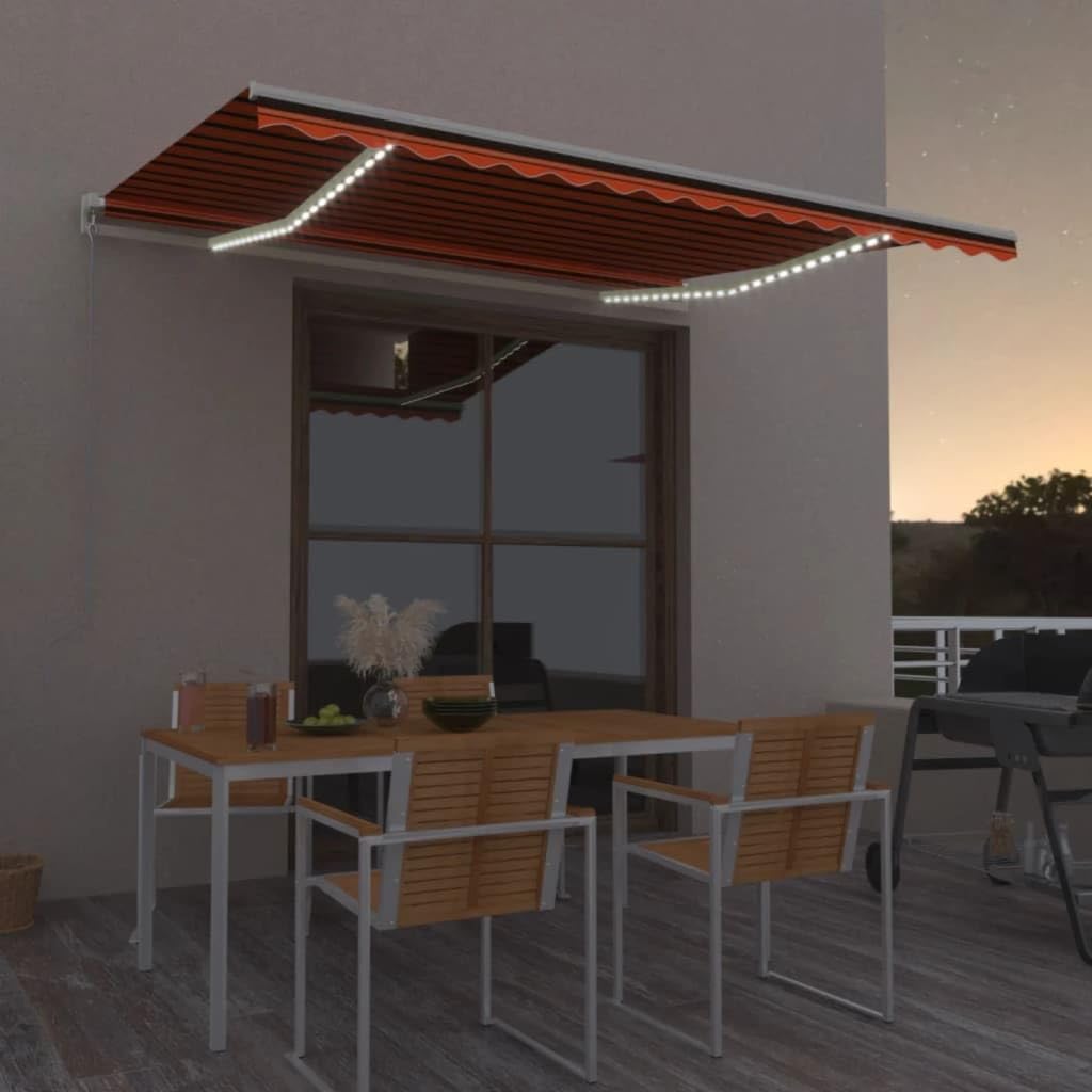 Auvent manuel rétractable LED 400x300 cm pour ombrager vos repas d'été