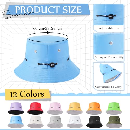 Image of Didaey 48 Pcs Bucket Hat Bulk for Women Men Fisherman Adjustable Summer Hat UV Protection for Outdoor Fishing Hiking Beach
