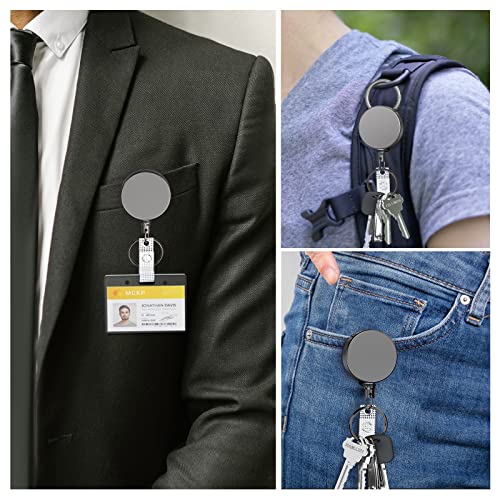 Gpeestrac Heavy Duty Retractable Badge Holder Reel, Metal Id Badge Holder With Belt Clip Key Ring Nmysk002, Ysk-Black #TOP5