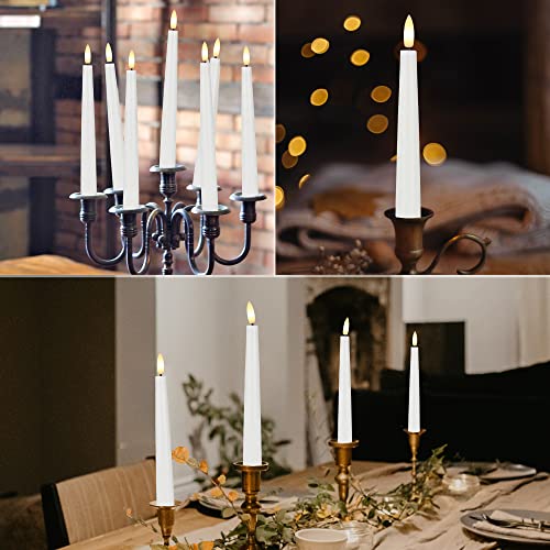 Image of Flameless Taper Candles with 3D Wick, 9.6 inch Real Wax LED Candles with Remote and Timer, 3 Pack Flickering Candlesticks Battery Operated, Classic Tall Taper Candles for Home, Wedding, Party, White