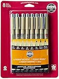 Sakura Pigma 50048 Micron Blister Card Ink Pen Set, Sepia, All Sepia 8CT