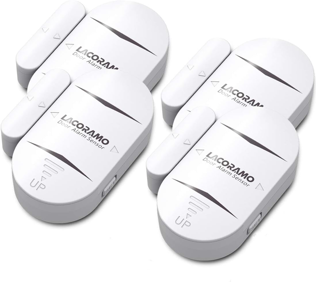 Door Alarm with 4 Working Modes,4-Pack,130 Db Wireless Home Safety Chime,Ideal Door Sensor for Home, Office,Garage,Apartment