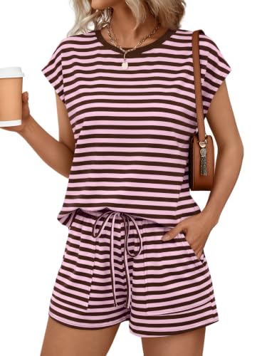 Image of AUTOMET Womens 2 Piece Summer Matching Lounge Short Sets with Pockets