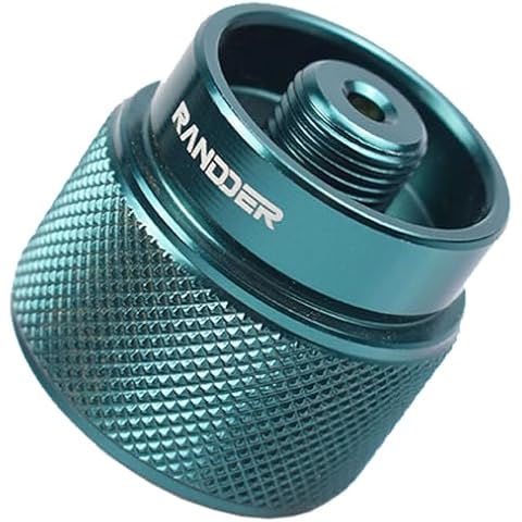 RANDDER Propane to Butane Adapter Camping Stove Adapter Gas Converter 16 oz Propane Tank Input EN417 Valve Output Camp Fuel Refill Adapter for Outdoor Backpack Hiking (Dark Green X 1 Pack) Cover