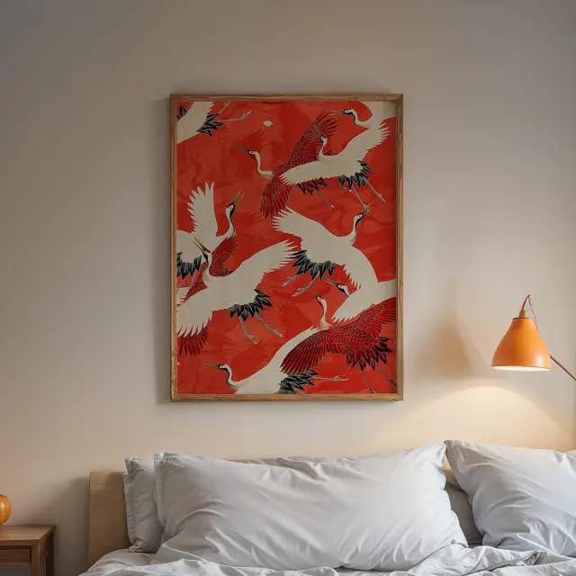 Cuadro red cranes FASE5 solution déco pour habiller un grand mur vide