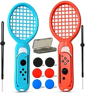 Tennis Racket for Nintendo Switch Joy-Con Controller,Game Accessories for Nintendo Switch Game Mario Tennis Aces?2 Pack- Blue & Red