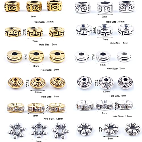 Hyakoz 400 Stück 6/8MM Strass Spacer Perlen Bastelperlen Set