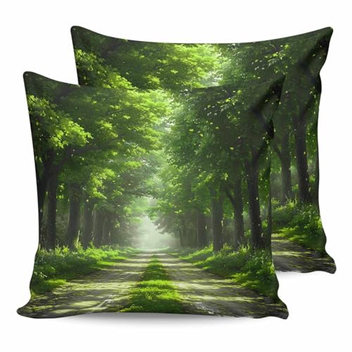 24x24 Pillow Covers Set of 2, Green Trees Throw Pillow
