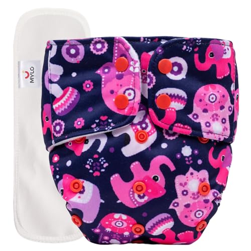 Image of Mylo Leak-Proof Baby Cloth Diaper Combo (1 Diapers + 1 Inserts) | Free Size (3M-3Y) | High Absorption | Quick Dry | Oeko-Tex Certified | Washable - Purple Love