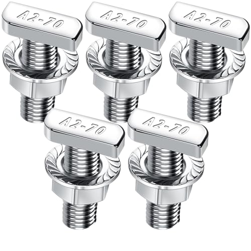 Tornillos de cabeza de martillo M10x25, acero inoxidable A2, 5 piezas de tornillo de cabeza de martillo con tuercas de garra, tuercas de brida, tornillos de poste M10 para carriles de montaje PV solar