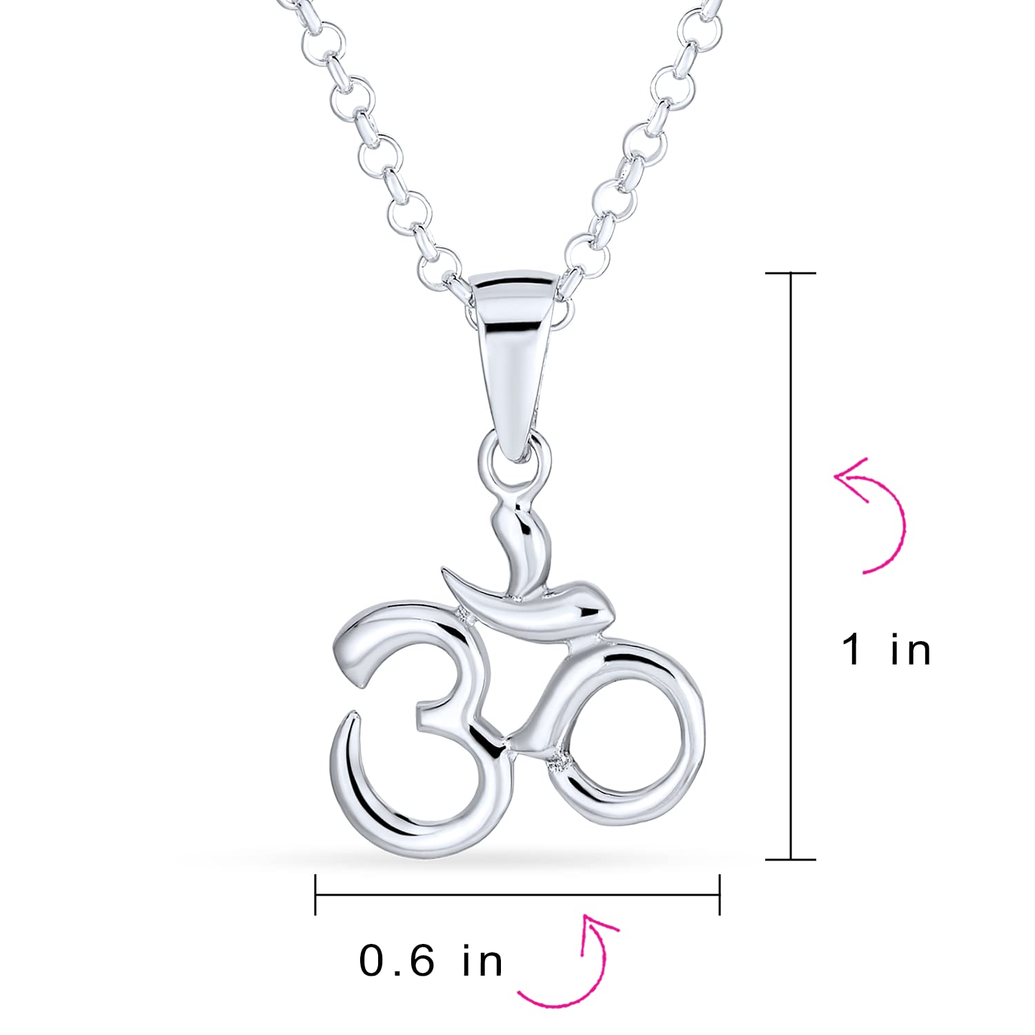 Bling Jewelry Yoga Spirituell Harmony Sanskrit Aum Om Ohm Symbol Anhänger Halskette Für Frauen .925 Sterling Silber 18 Zoll