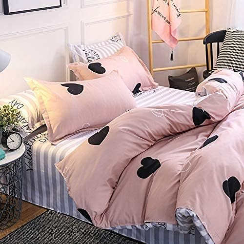 Pink s 4pcs Nordic Fruit Printed Duvet Cover Pillowcase Simple Linens Double Bed Queen Size Bed Set Bedcover 1003 (Color : 001 Size : 1.8m 4PCS) (A 1.8m 4PCS) image 2