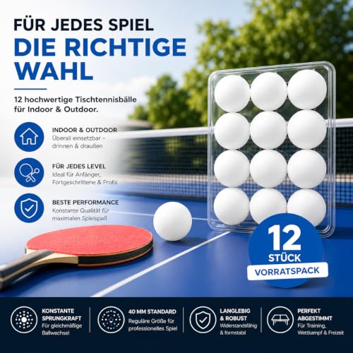 TK Gruppe Timo Klingler 12x balles de Tennis de Table balles de Tennis de Table Blanches balles de ping-Pong 40 mm pour l'entraînement et la compétition - Tennis de Table Indoor & Outdoor – vue 7