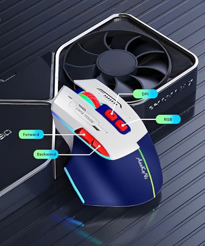 Image of Wireless Gaming Mouse，Rechargeable Mouse with 3 Adjustable DPI up to 1600, 7 Programmable Keys, RGB Breathing Lights, Compatible with Laptop, Chromebook, PC, Desktop, Mac, Notebook(Blue)