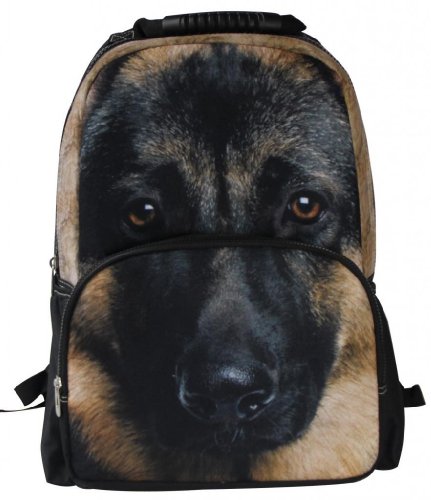 Animal Face 3D Animals German Shepherd Backpack 3D Deep Stereographic Felt Fabric