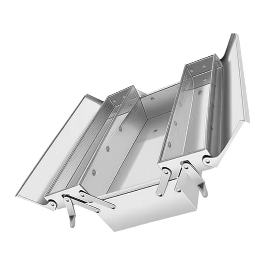 Cassetta degli attrezzi pieghevole a più livelli in acciaio inox, portautensili portatile per tecnici professionali, riparazioni domestiche e attrezzi da campeggio
