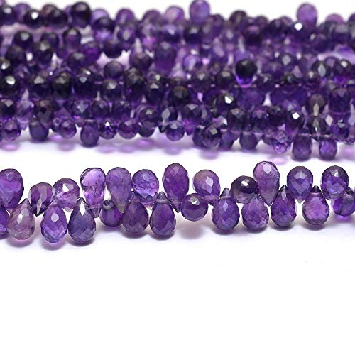 AAA naturalny 1 sznur 4 x 6-5 x 7 mm afrykański ametyst fasetowane krople koraliki | ametyst krople łzy koraliki | pasmo 18 cm | ametyst krople wiertła boczne | ametyst gruszka briolette