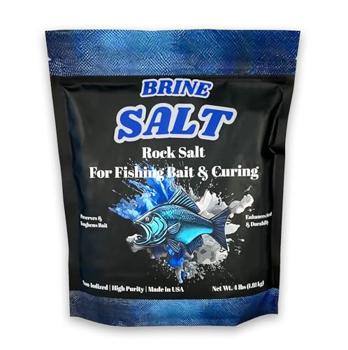 Home and Country USA Brine Bait Salt Rock Salt Toughens & Preserves Fishing Bait All-Natural Salt Cure for Shrimp, Minnows, & Cut Bait Ideal for Fresh & Saltwater Anglers 4 lb Resealable Bag