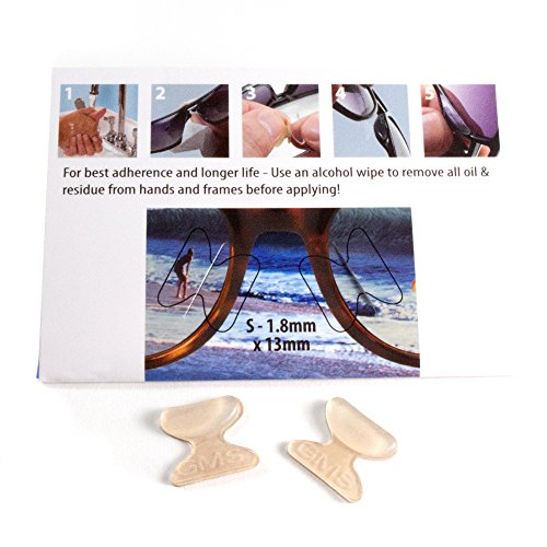 10 Pair Clear -1.8mm x 13mm Non-Slip Nose Pads for Eyeglasses by GMS Optical - Premium Grade Silicone - Thumbnail 4