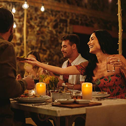 Uptimaz Premium Flameless Candles Flickering - Vanilla Scented Real Wax 3.5X5 Inches Pillar Candle - Realistic Battery Operated Candles With 2 Remote Controls And Timer - Moving Wick Led Candle #TOP7
