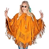 Widmann - Kostüm Poncho in Wildlederoptik, Faschingskostüme für Erwachsene, Hippie, Reggae, Western, Cowboy