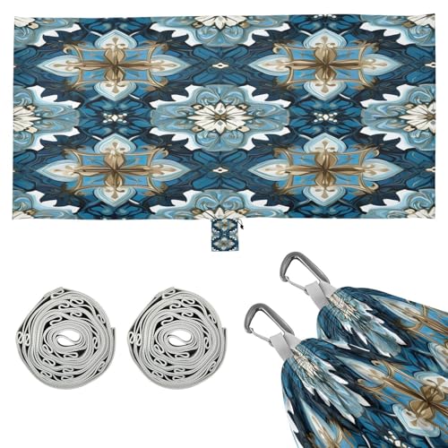 Haskirky Ceramic Tile Pattern Camping Hammock, Single Portable Hammocks with Tree Straps & Attached Carry Bag, 330Lbs Capacity Perfect for Outside Indoor Hiking Beach Backpack Travel