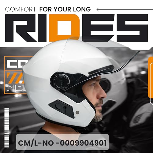 Image of Cortex Run Half Face Helmet Matt Finish with Scratch Resistant Curved Polycarbonate Visor, Hard ABS Shell Helmet for Men and Women | Clear Visor, Lightweight