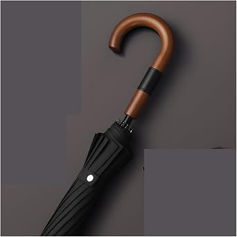 SOPAMI Umbrellas For Rain Wooden Curved Handle Three-person 16-bone Long-handled Umbrella Fiber Automatic Business Large Umbrella Curved Wooden Handle Umbrella Outdoor Umbrellas