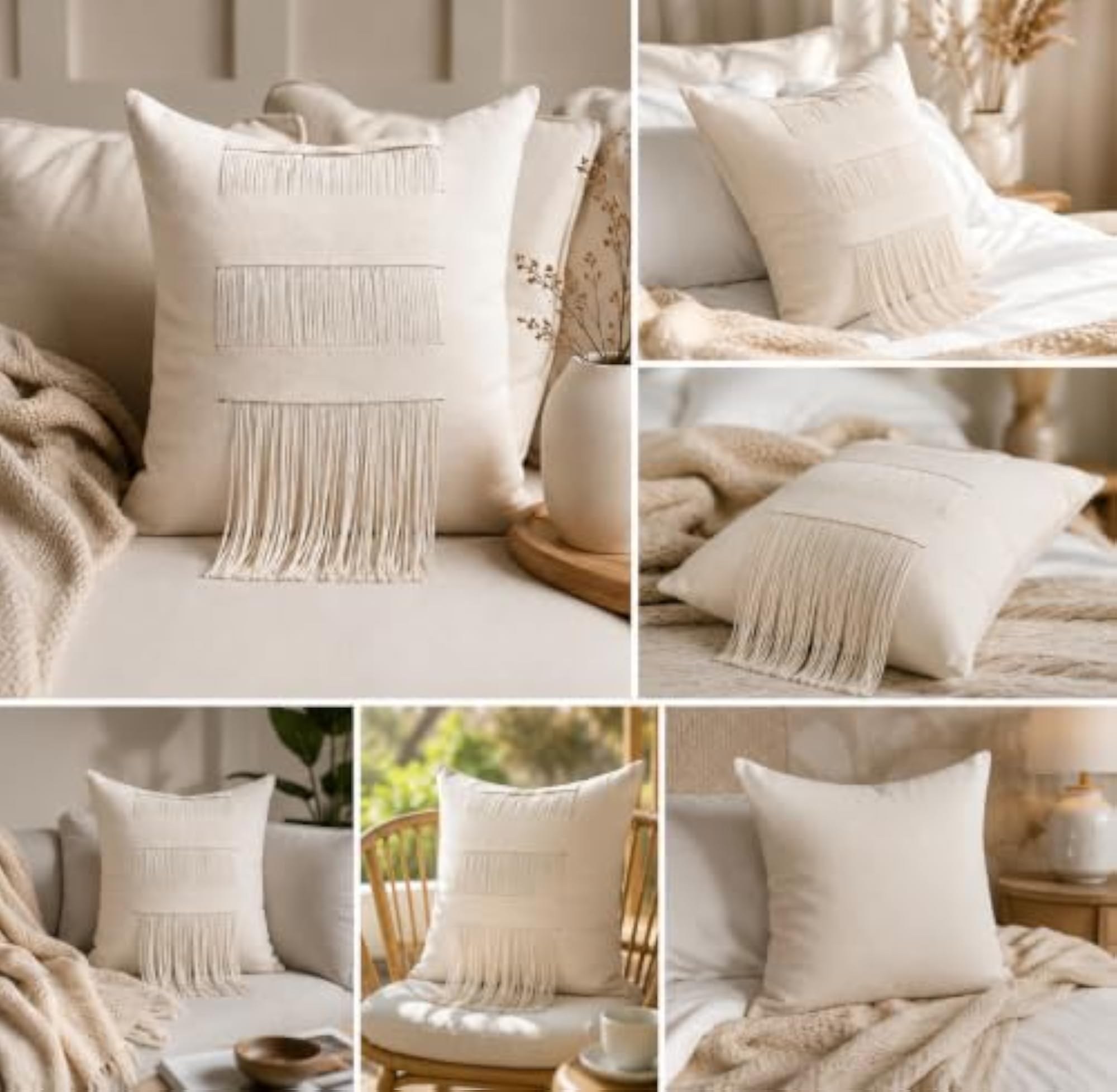 Boho Fringe Throw Cushion Cover